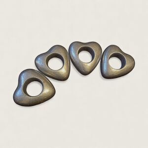 Vintage Metal Heart Napkin Rings Set of 4 Mid Century Table Decor 3x2